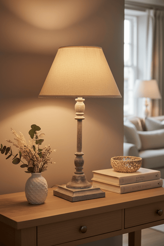 Antia Stem Table Lamp With Linen Shade | Luxury Home Accessories | Heulog Glow