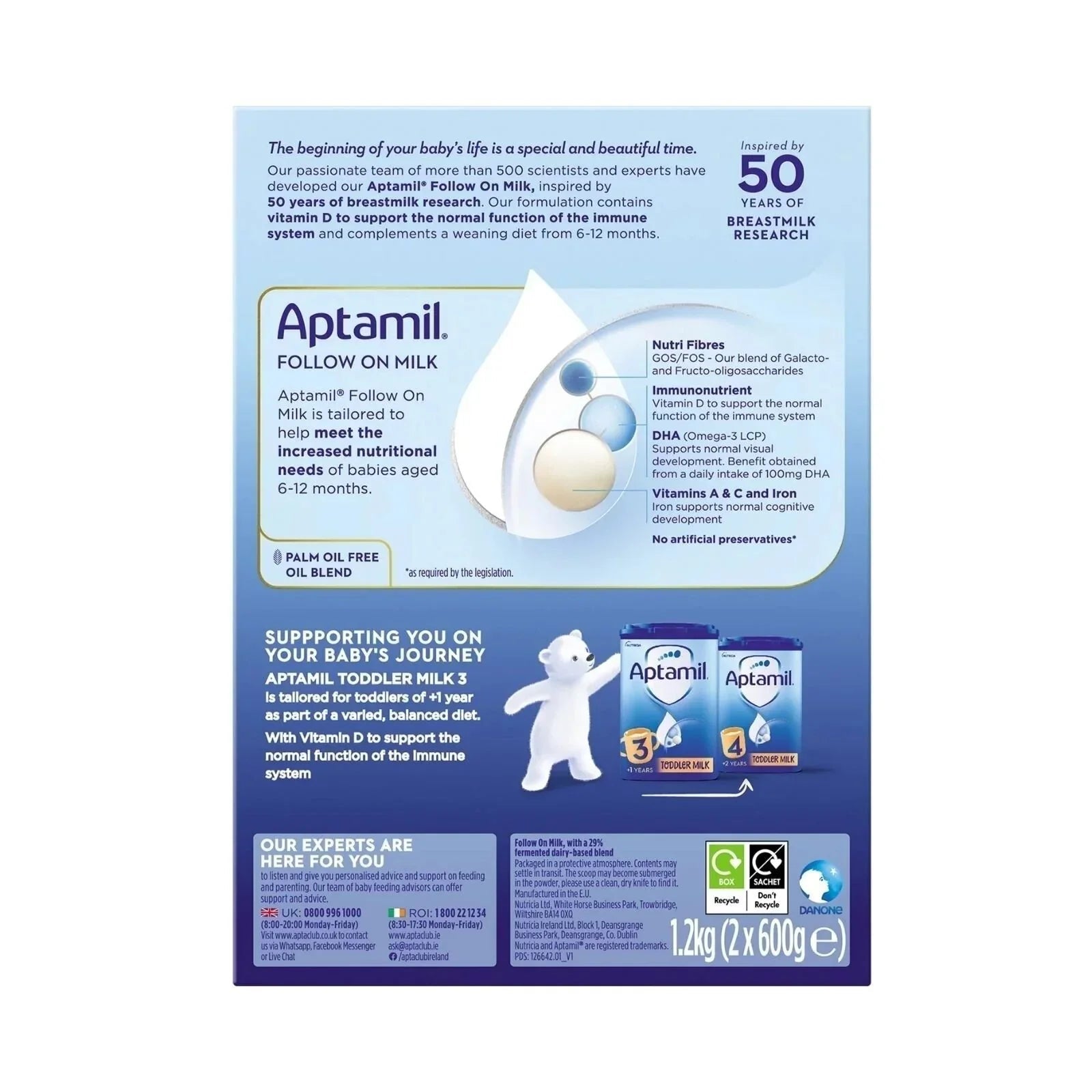 Aptamil 2 Follow On Milk Formula 6-12 months 1.2kg (2x600g) | Luxury Home Accessories | Heulog Glow