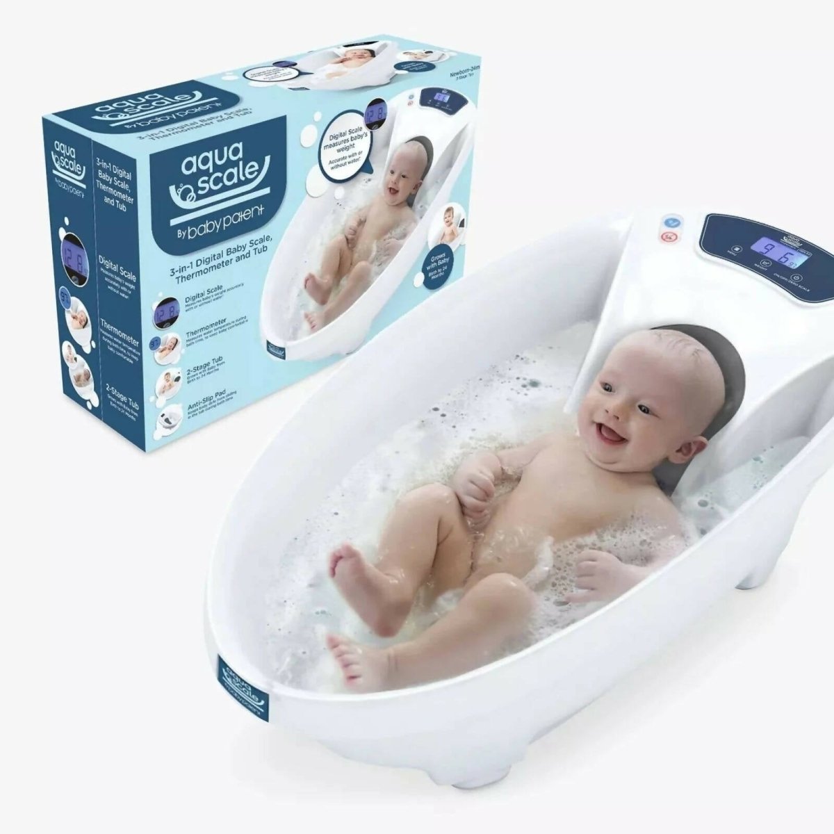 AquaScale V3 Digital Baby Bath - White | Luxury Home Accessories | Heulog Glow