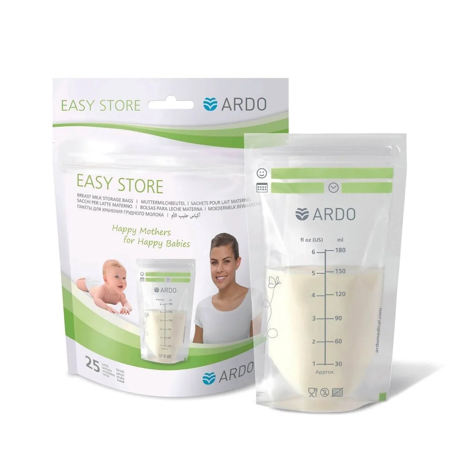 Ardo Easy Store Breast Milk Storage Bags 25 pcs 180ml | Luxury Home Accessories | Heulog Glow