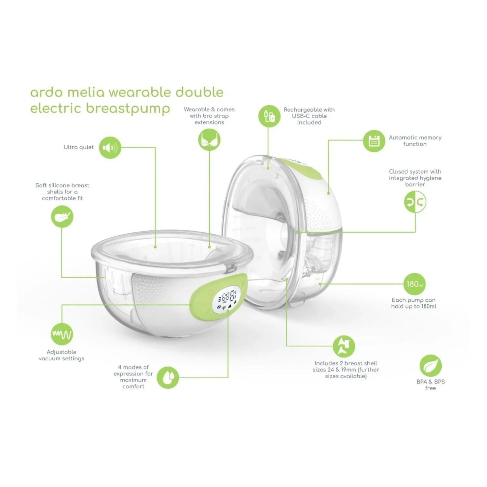 Ardo Melia Wearable Double Electric Breast Pump | Luxury Home Accessories | Heulog Glow