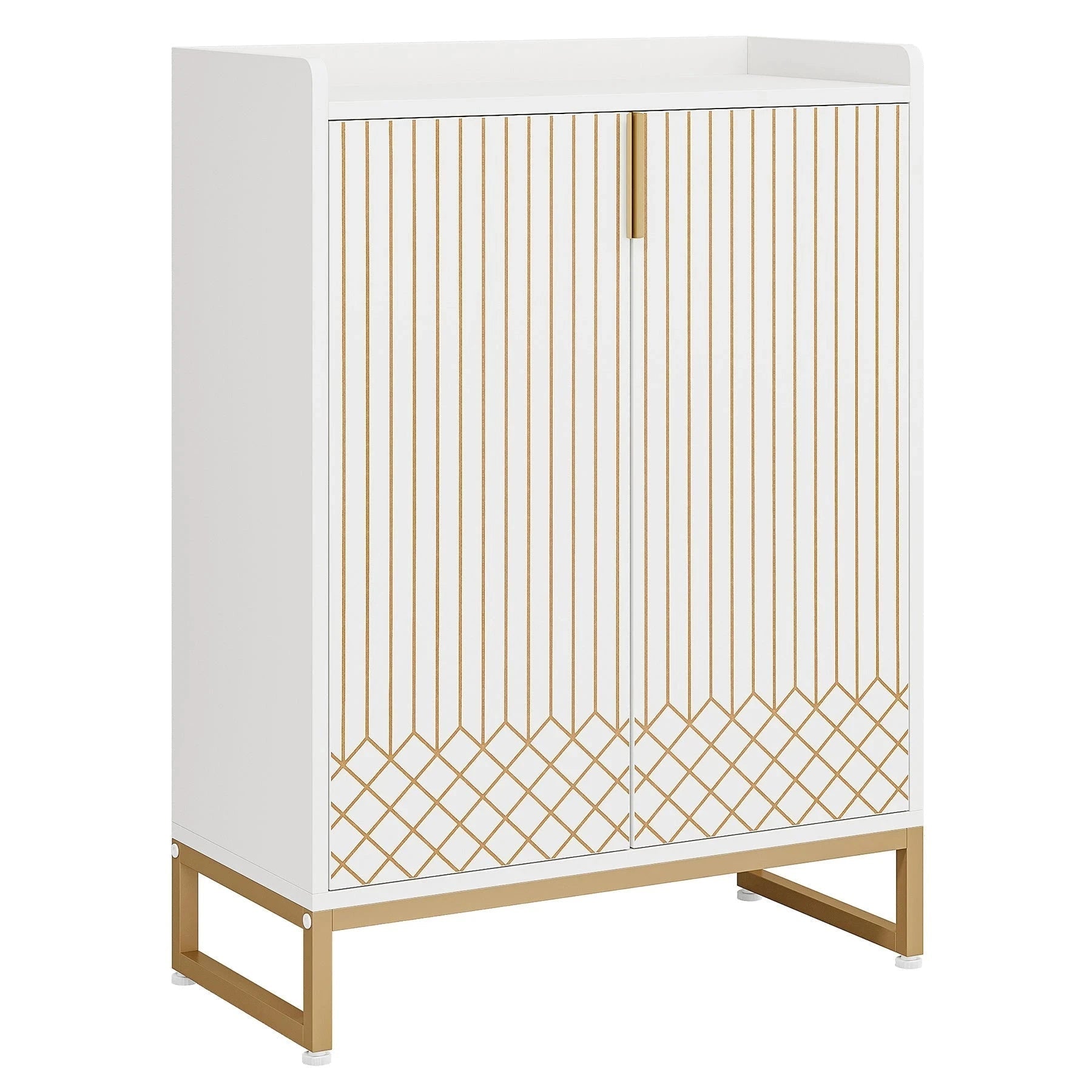 Art Deco Accent Cabinet - White & Gold Luxury Sideboard & Bar Station | Luxury Home Accessories | Heulog Glow