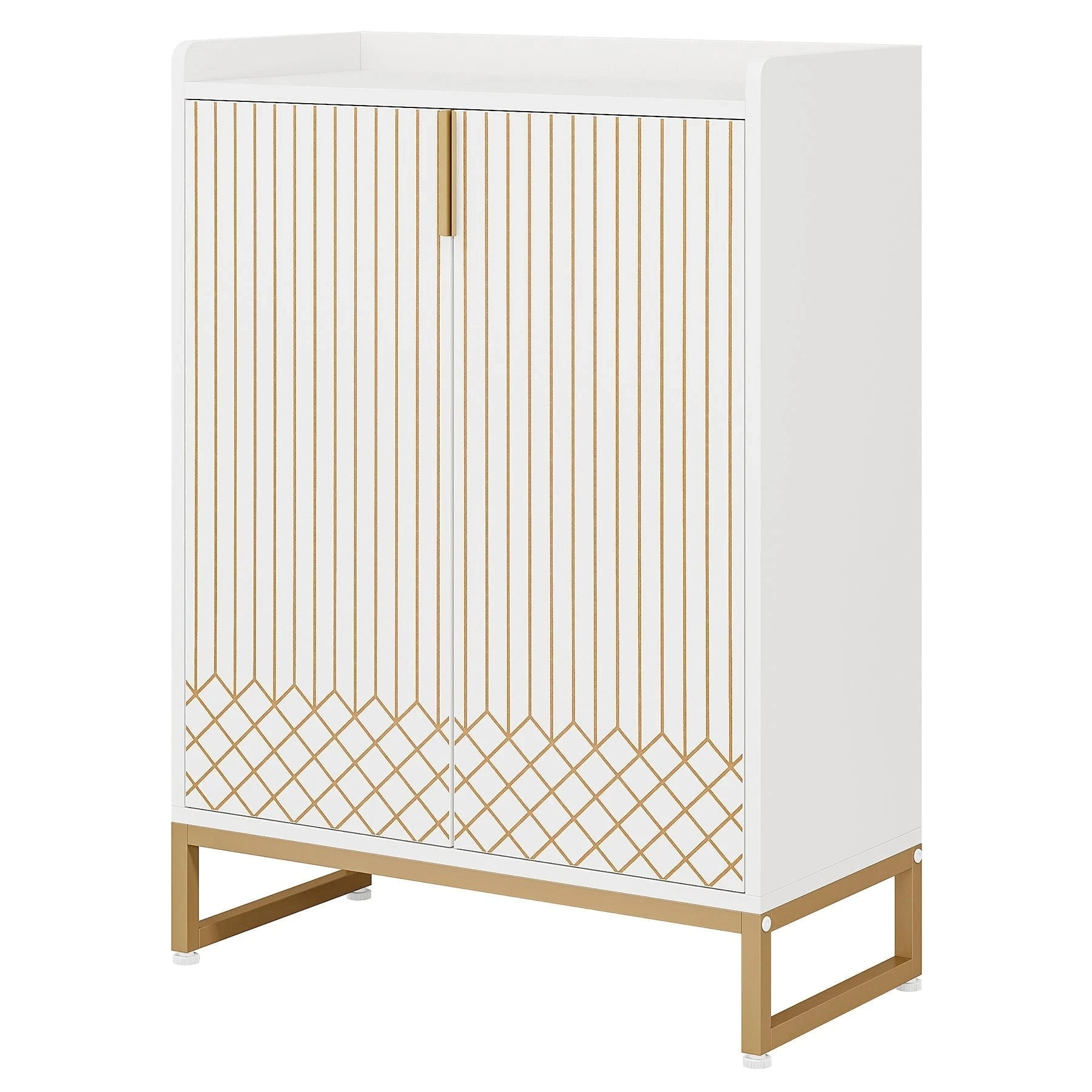 Art Deco Accent Cabinet - White & Gold Luxury Sideboard & Bar Station | Luxury Home Accessories | Heulog Glow