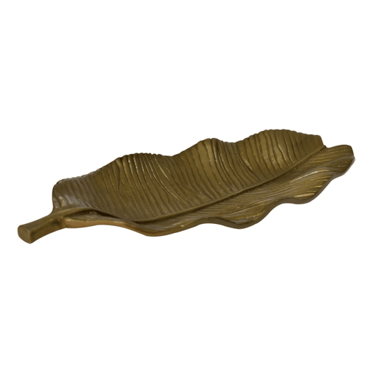 Artisan Furniture Antique Banana Leaf Tray, Brass Finish | Luxury Home Accessories | Heulog Glow