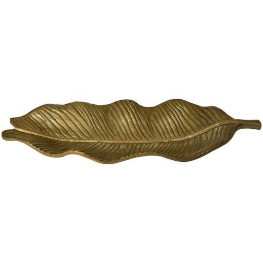 Artisan Furniture Antique Banana Leaf Tray, Brass Finish | Luxury Home Accessories | Heulog Glow