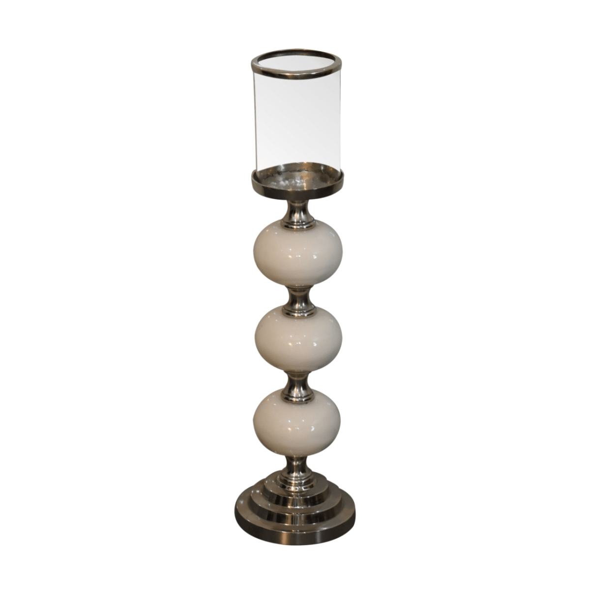 Artisan Furniture Chrome Bubble Candle Holder Set, Blue and White | Luxury Home Accessories | Heulog Glow