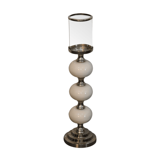 Artisan Furniture Chrome Bubble Candle Holder Set, Blue and White | Luxury Home Accessories | Heulog Glow