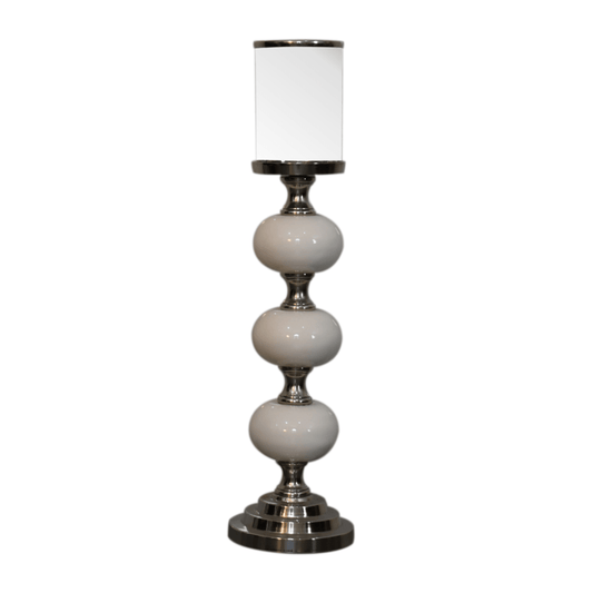 Artisan Furniture Chrome Bubble Candle Holder Set, Blue and White | Luxury Home Accessories | Heulog Glow
