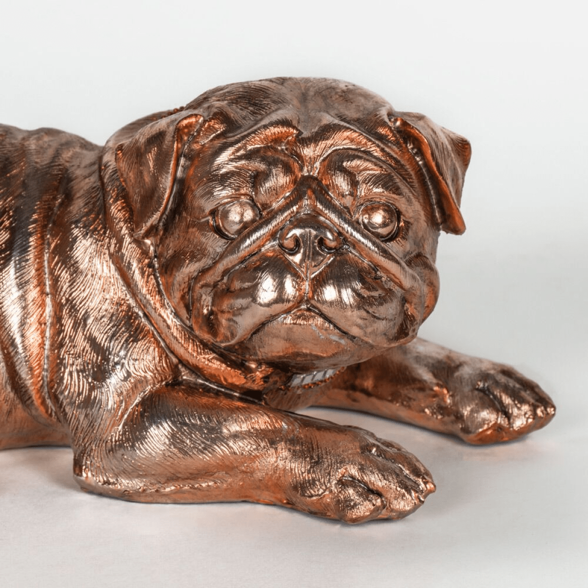 Artisan Furniture Figurine - Bronze Finish Pug Figurine | Luxury Home Accessories | Heulog Glow