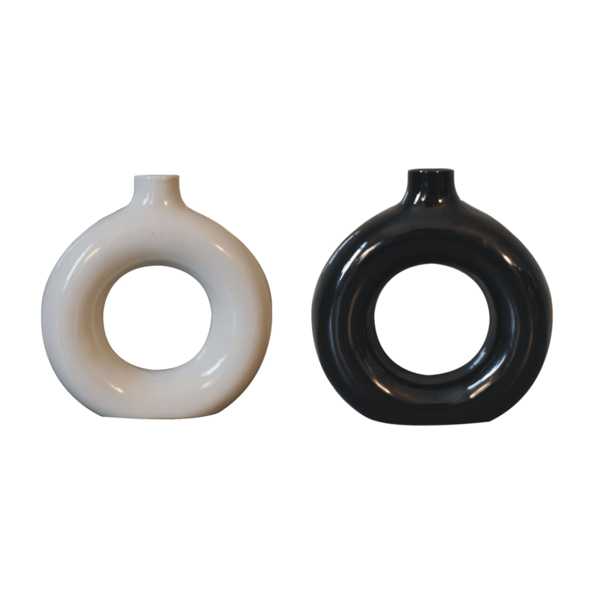 Artisan Furniture Home Decor Accessories - Black & White Gloss Flower Vase | Luxury Home Accessories | Heulog Glow