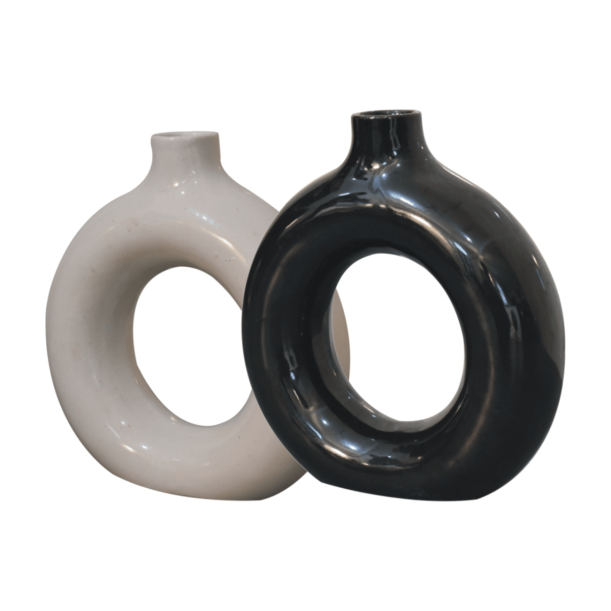 Artisan Furniture Home Decor Accessories - Black & White Gloss Flower Vase | Luxury Home Accessories | Heulog Glow