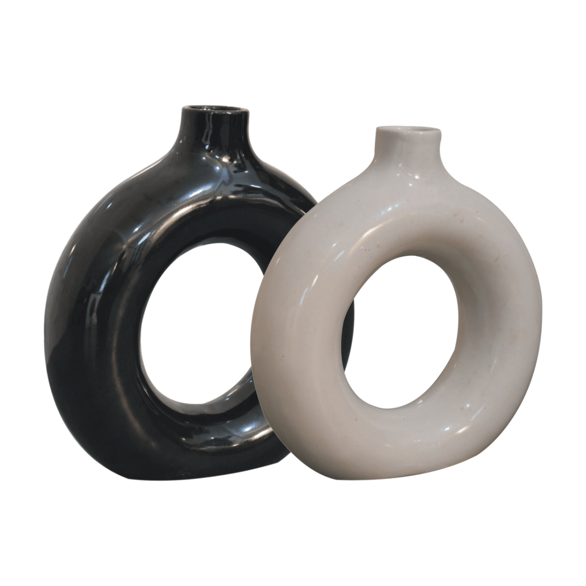 Artisan Furniture Home Decor Accessories - Black & White Gloss Flower Vase | Luxury Home Accessories | Heulog Glow
