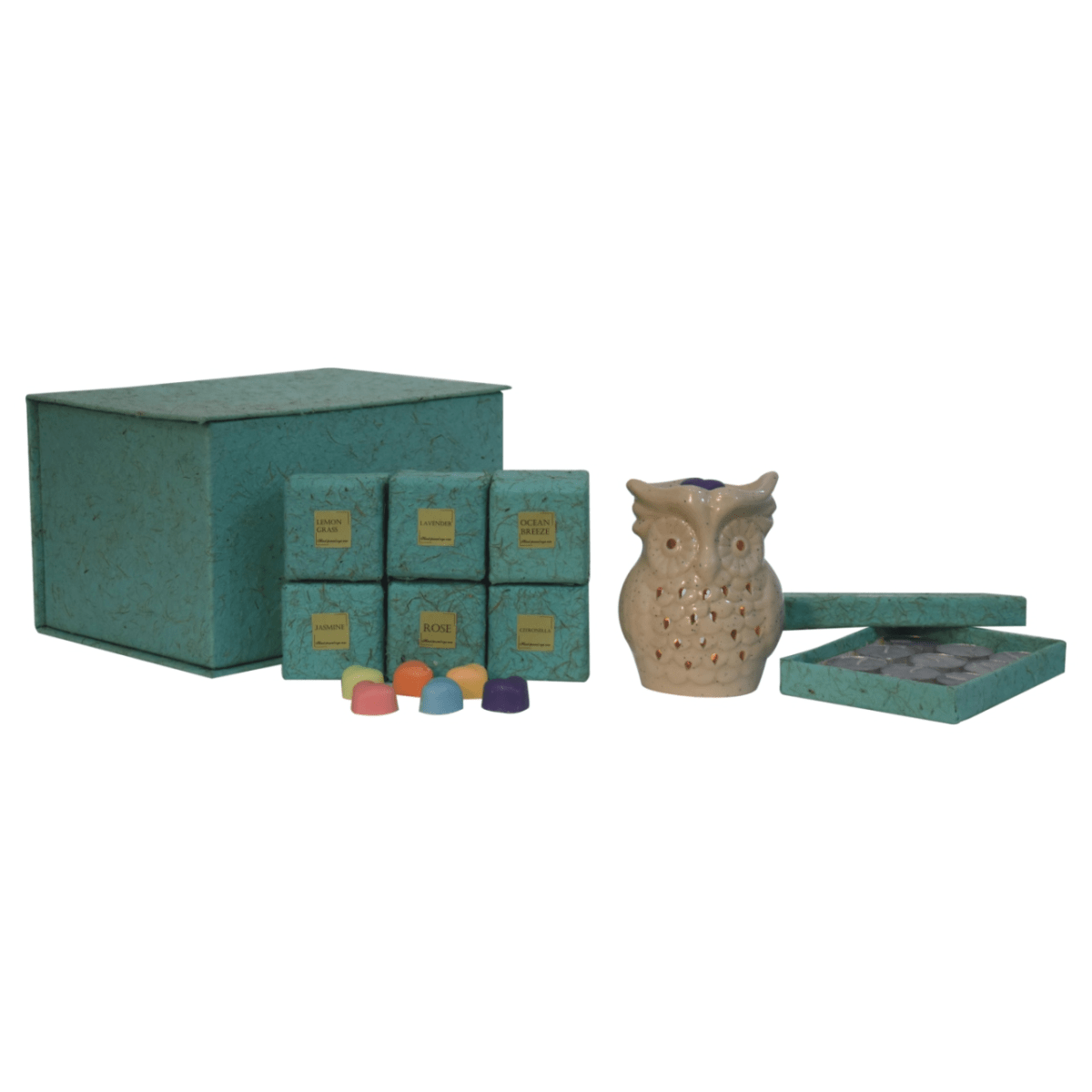 Artisan Furniture Owl Wax Melter Set (Summer), Light Brown | Luxury Home Accessories | Heulog Glow