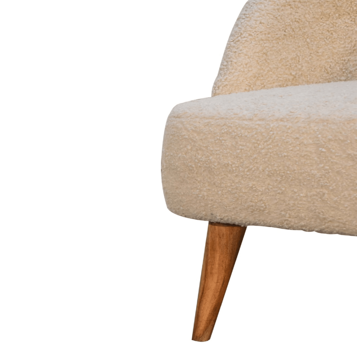 Artisan Furniture Solid Mango Wood Cream Boucle Tub Chair | Luxury Home Accessories | Heulog Glow