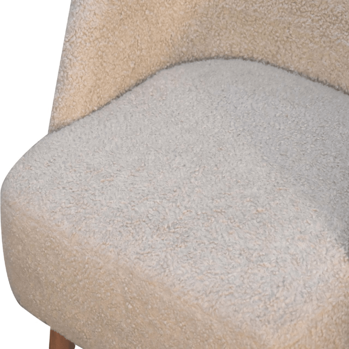 Artisan Furniture Solid Mango Wood Cream Boucle Tub Chair | Luxury Home Accessories | Heulog Glow