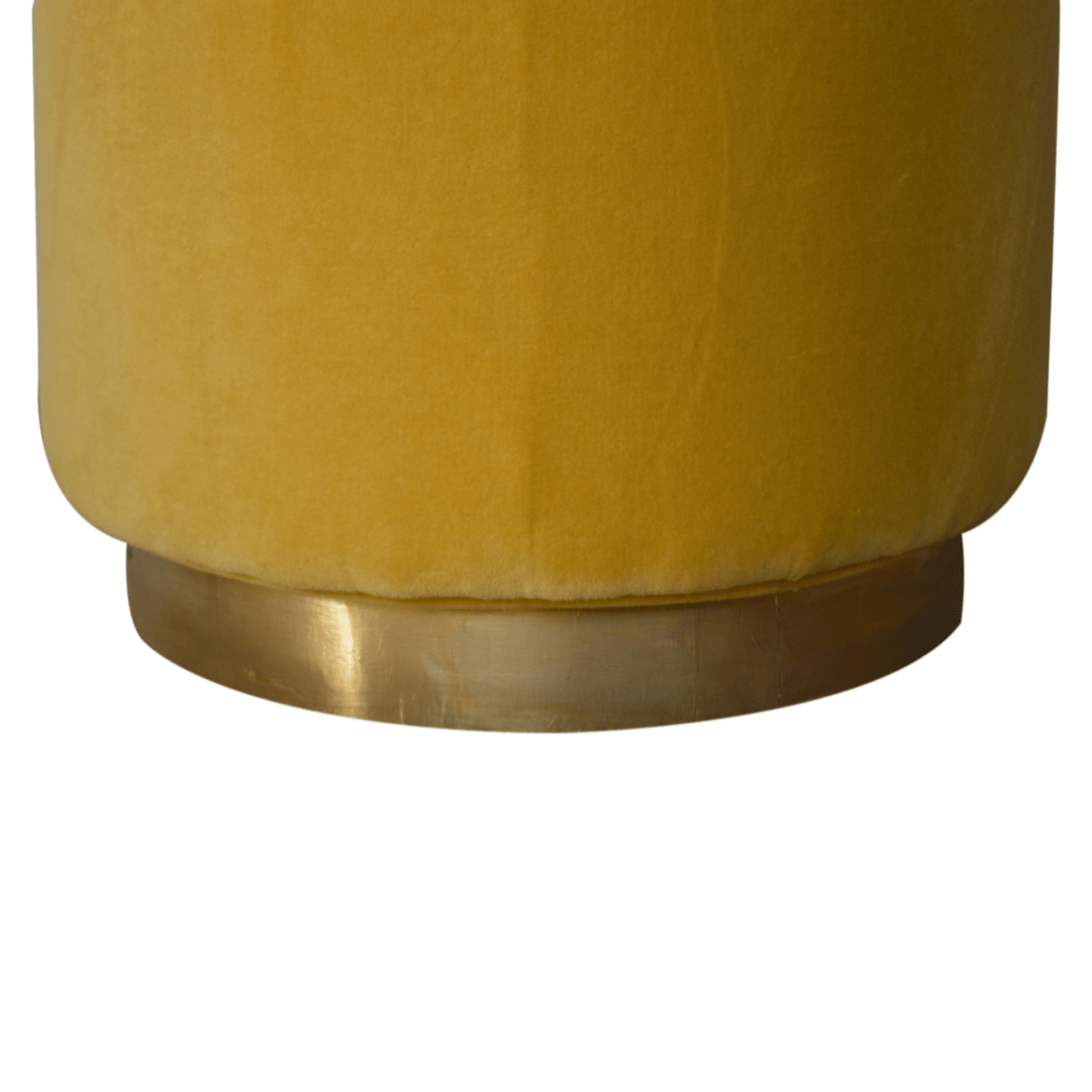 Artisan Furniture Solid Mango Wood IN818 - Mustard Velvet Footstool with Gold Base | Luxury Home Accessories | Heulog Glow