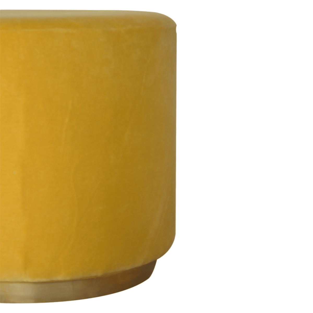 Artisan Furniture Solid Mango Wood IN818 - Mustard Velvet Footstool with Gold Base | Luxury Home Accessories | Heulog Glow