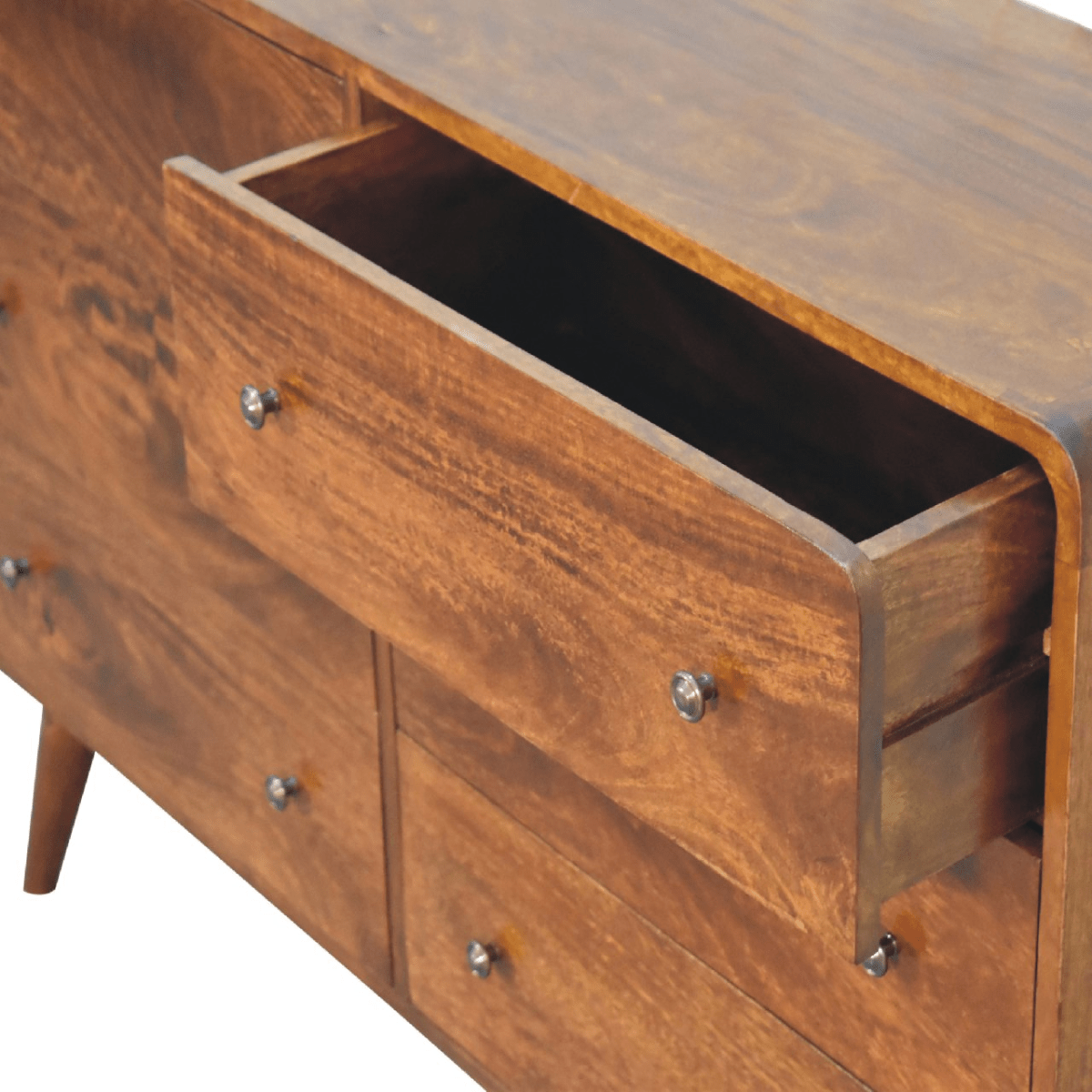 Artisan Furniture Solid Mango Wood Large Curved Chestnut Chest | Luxury Home Accessories | Heulog Glow