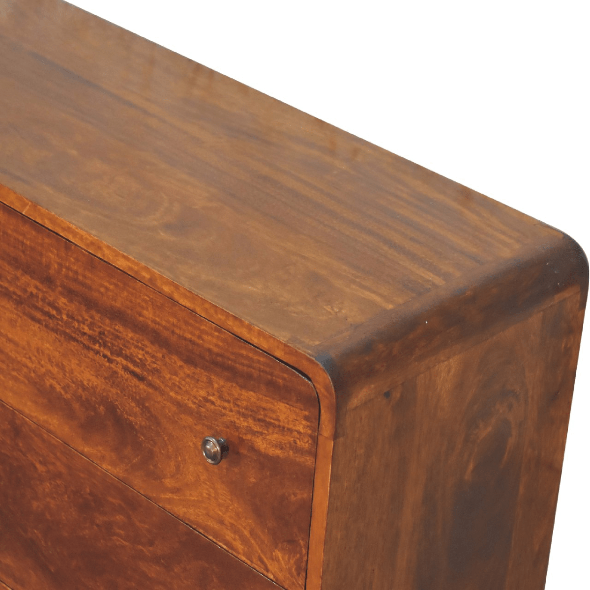 Artisan Furniture Solid Mango Wood Large Curved Chestnut Chest | Luxury Home Accessories | Heulog Glow