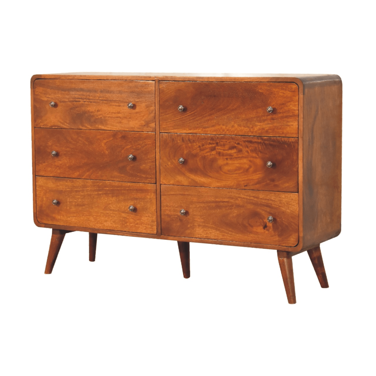 Artisan Furniture Solid Mango Wood Large Curved Chestnut Chest | Luxury Home Accessories | Heulog Glow