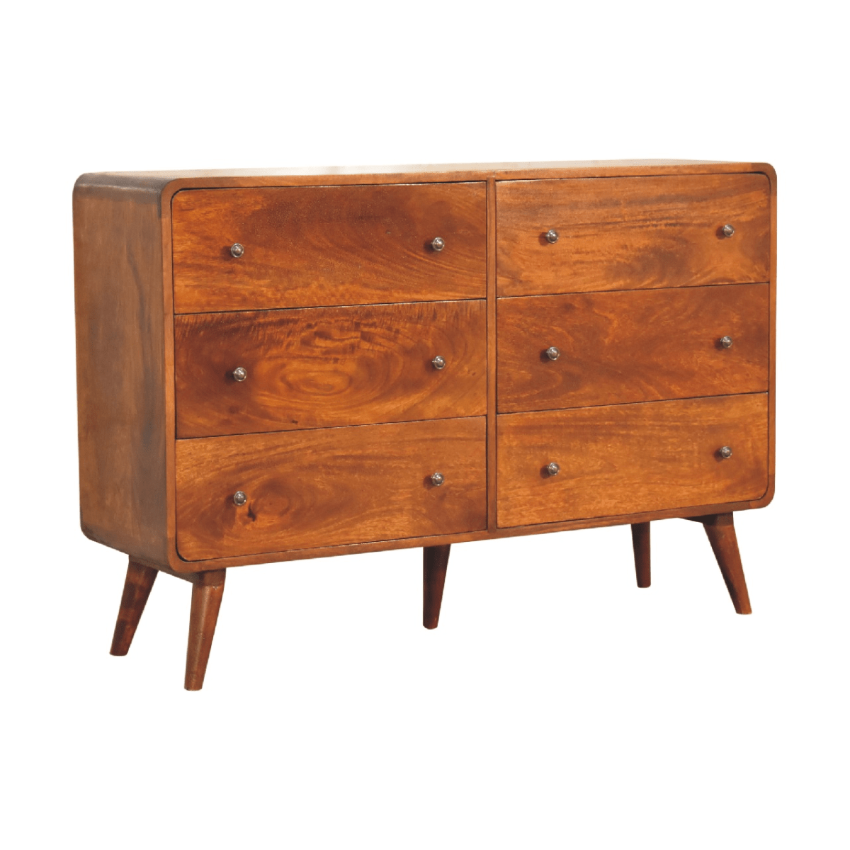 Artisan Furniture Solid Mango Wood Large Curved Chestnut Chest | Luxury Home Accessories | Heulog Glow