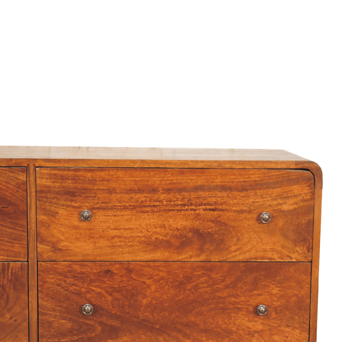 Artisan Furniture Solid Mango Wood Large Curved Chestnut Chest | Luxury Home Accessories | Heulog Glow