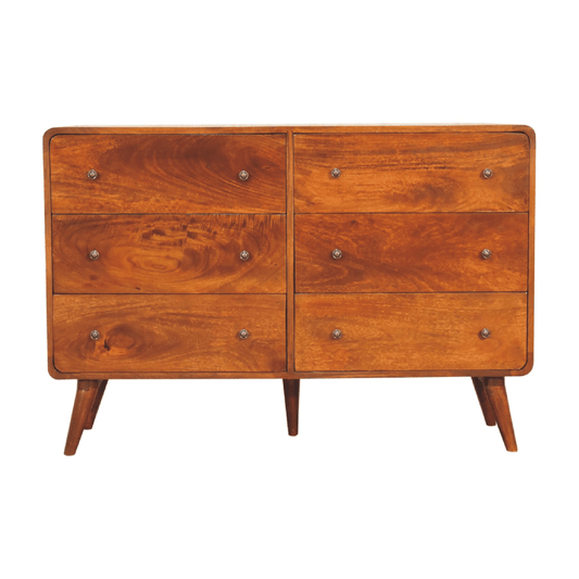Artisan Furniture Solid Mango Wood Large Curved Chestnut Chest | Luxury Home Accessories | Heulog Glow