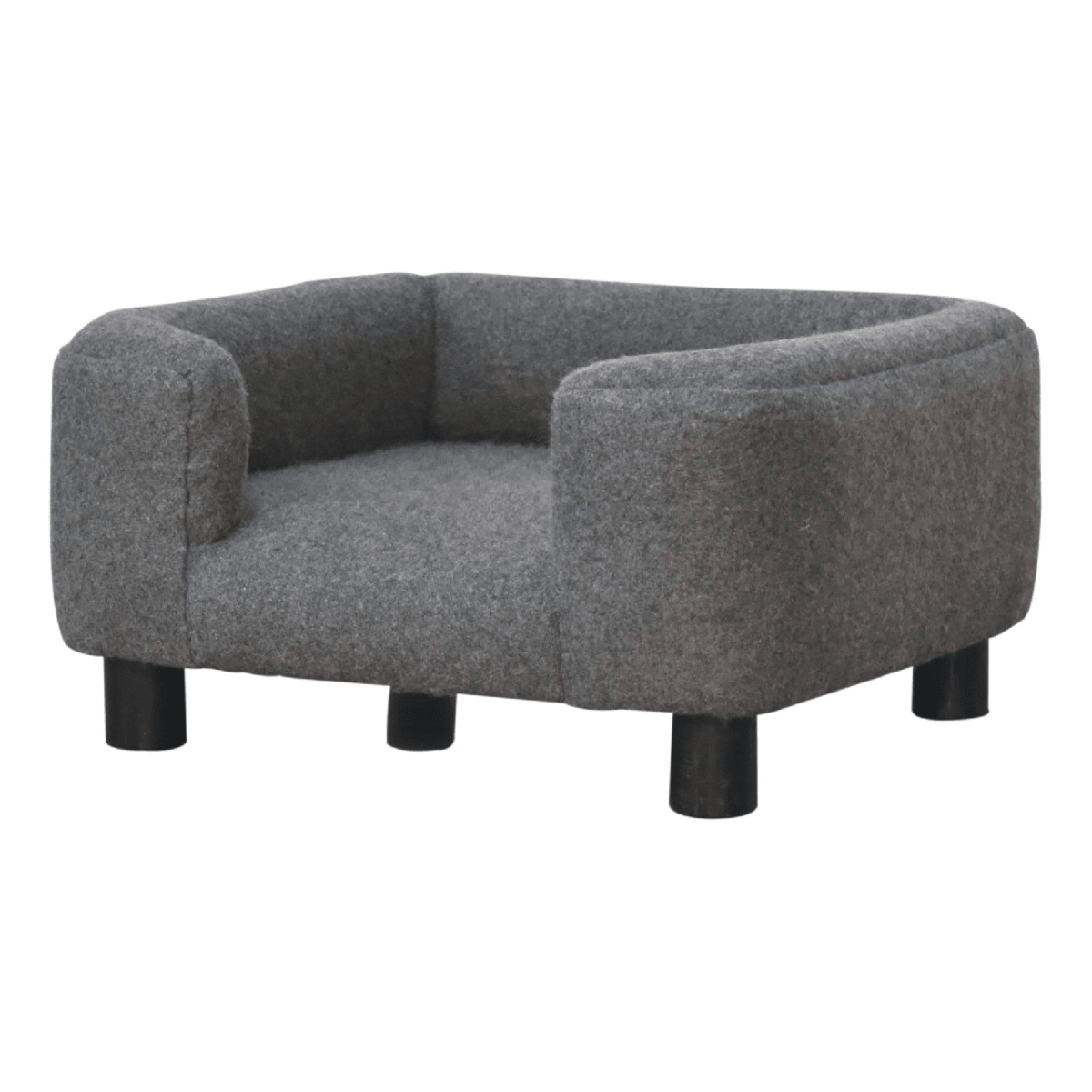 Artisan Furniture Solid Mango Wood Mini Battleship Tweed Pet Sofa Bed | Luxury Home Accessories | Heulog Glow