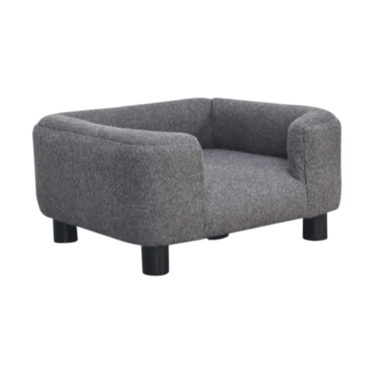 Artisan Furniture Solid Mango Wood Mini Battleship Tweed Pet Sofa Bed | Luxury Home Accessories | Heulog Glow