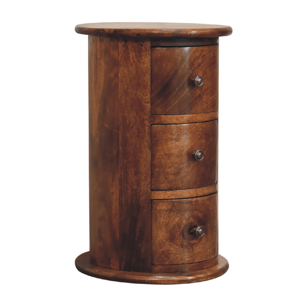 Artisan Furniture Solid Mango Wood Mini Chestnut Drum Chest | Luxury Home Accessories | Heulog Glow