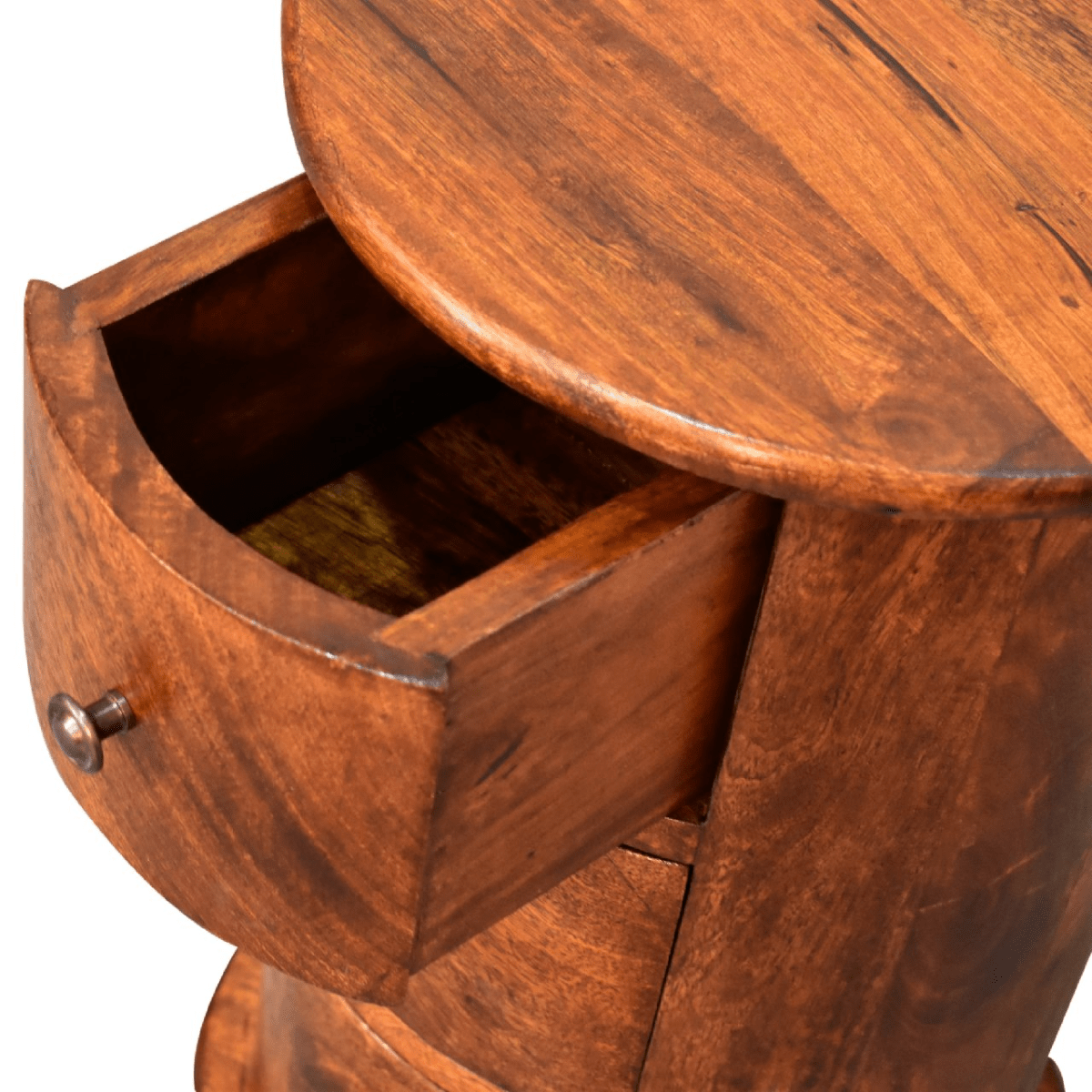 Artisan Furniture Solid Mango Wood Mini Chestnut Drum Chest | Luxury Home Accessories | Heulog Glow