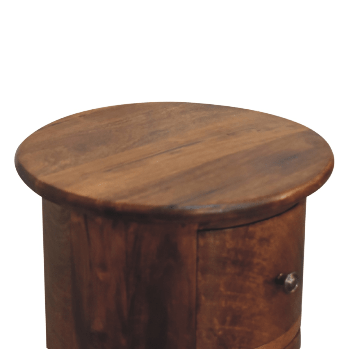 Artisan Furniture Solid Mango Wood Mini Chestnut Drum Chest | Luxury Home Accessories | Heulog Glow
