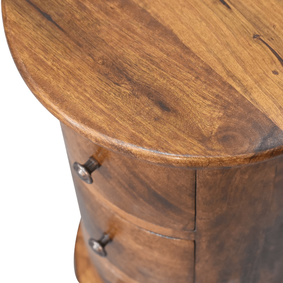 Artisan Furniture Solid Mango Wood Mini Chestnut Drum Chest | Luxury Home Accessories | Heulog Glow