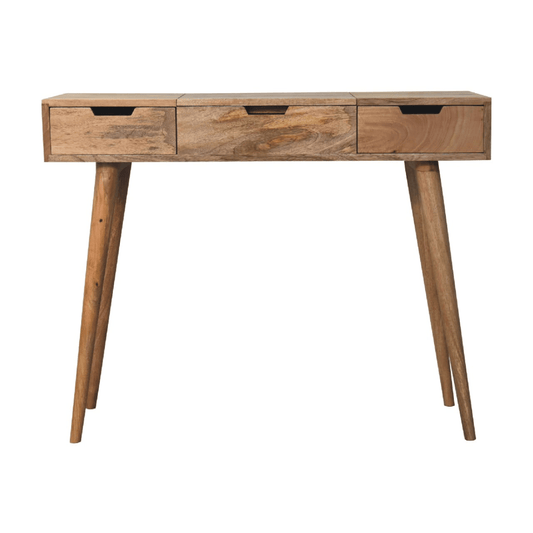 Artisan Furniture Solid Mango Wood Oak-ish Dressing Table | Luxury Home Accessories | Heulog Glow