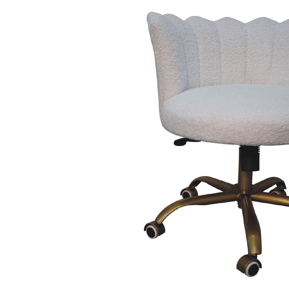 Artisan Furniture Solid Mango Wood White Boucle Swivel Chair | Luxury Home Accessories | Heulog Glow