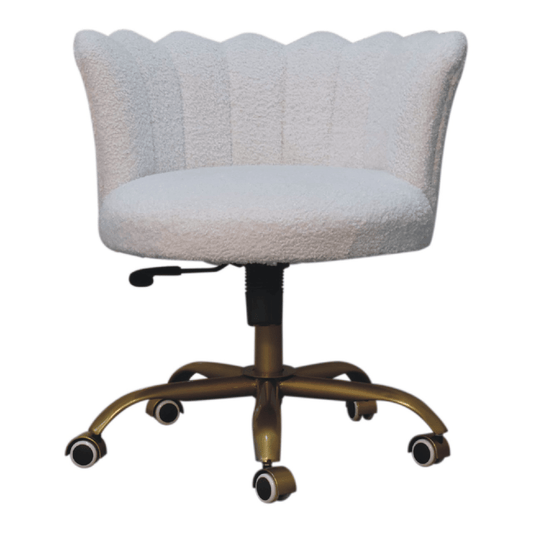Artisan Furniture Solid Mango Wood White Boucle Swivel Chair | Luxury Home Accessories | Heulog Glow