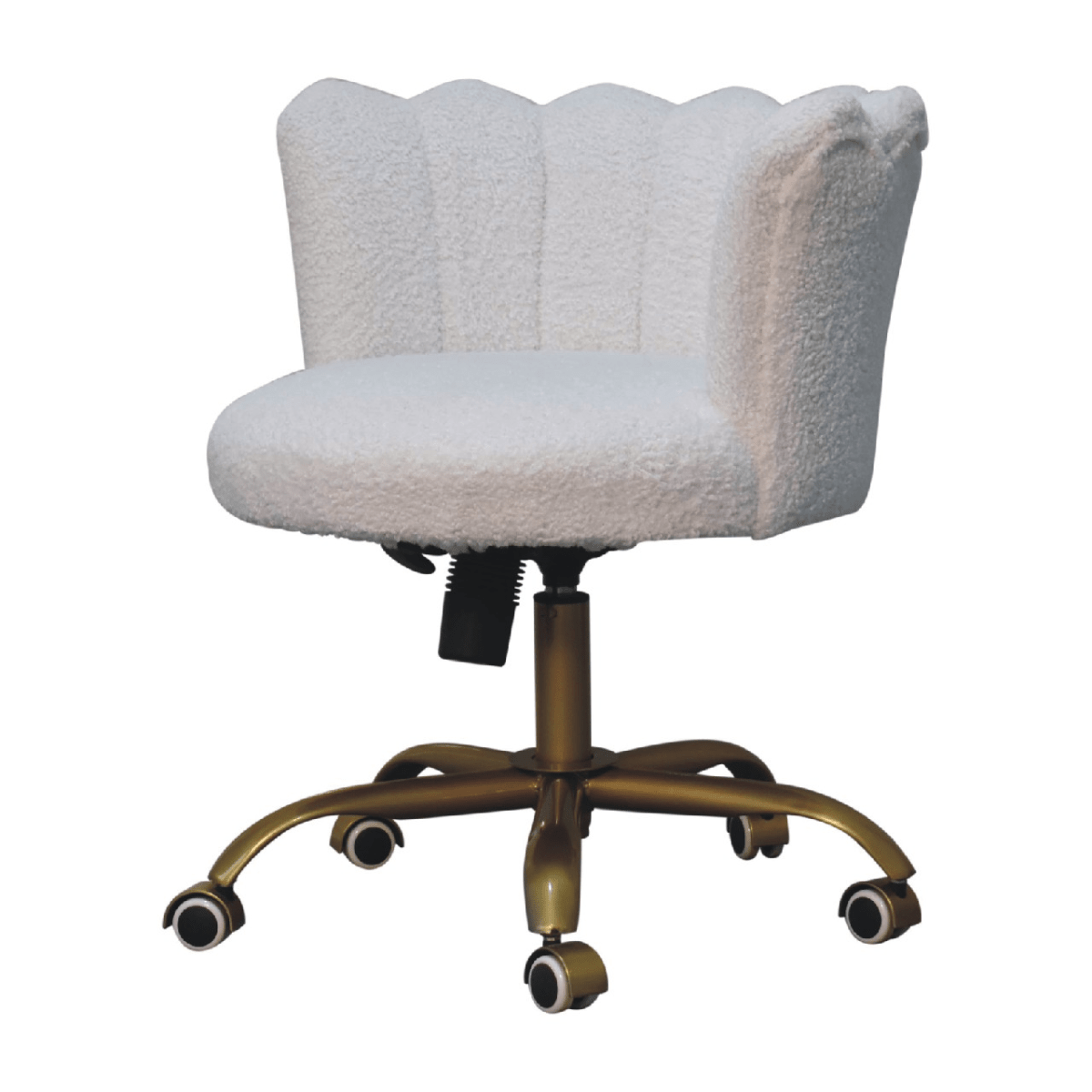 Artisan Furniture Solid Mango Wood White Boucle Swivel Chair | Luxury Home Accessories | Heulog Glow