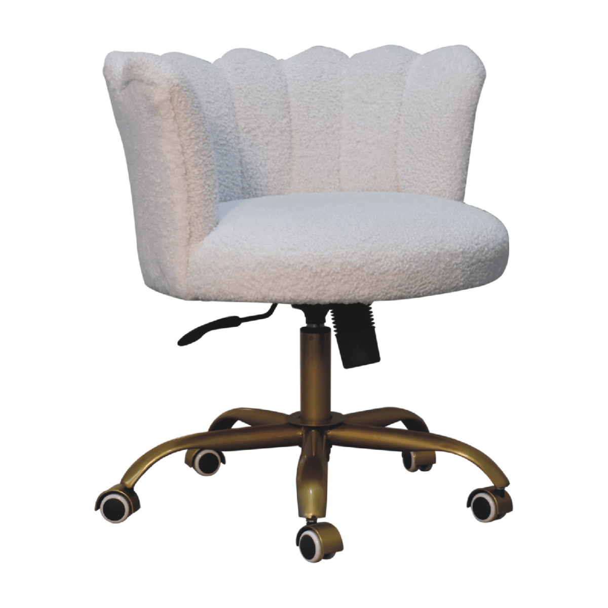 Artisan Furniture Solid Mango Wood White Boucle Swivel Chair | Luxury Home Accessories | Heulog Glow