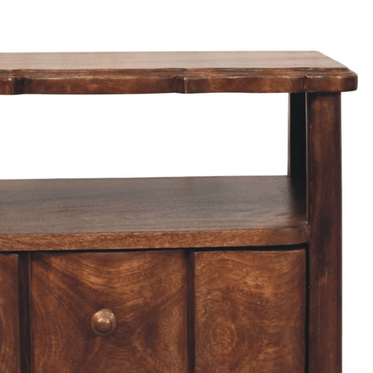 Artisan Furniture Solid Wood 2-Drawer Bedside with Open Shelf, Brown | Luxury Home Accessories | Heulog Glow
