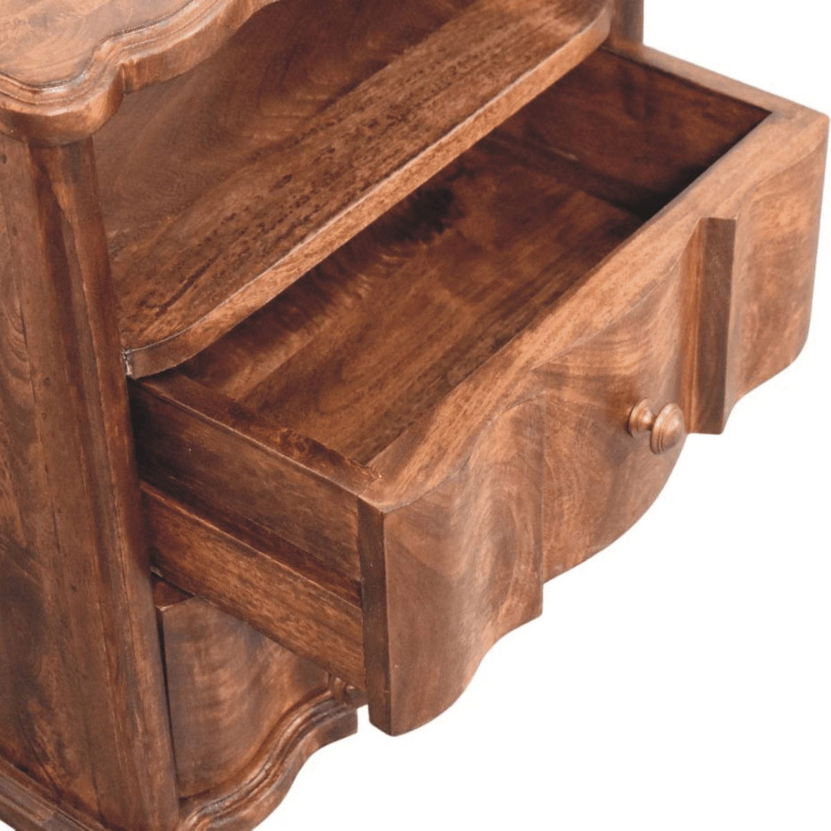 Artisan Furniture Solid Wood 2-Drawer Bedside with Open Shelf, Brown | Luxury Home Accessories | Heulog Glow