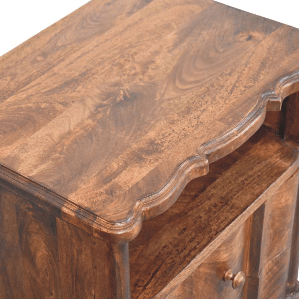 Artisan Furniture Solid Wood 2-Drawer Bedside with Open Shelf, Brown | Luxury Home Accessories | Heulog Glow
