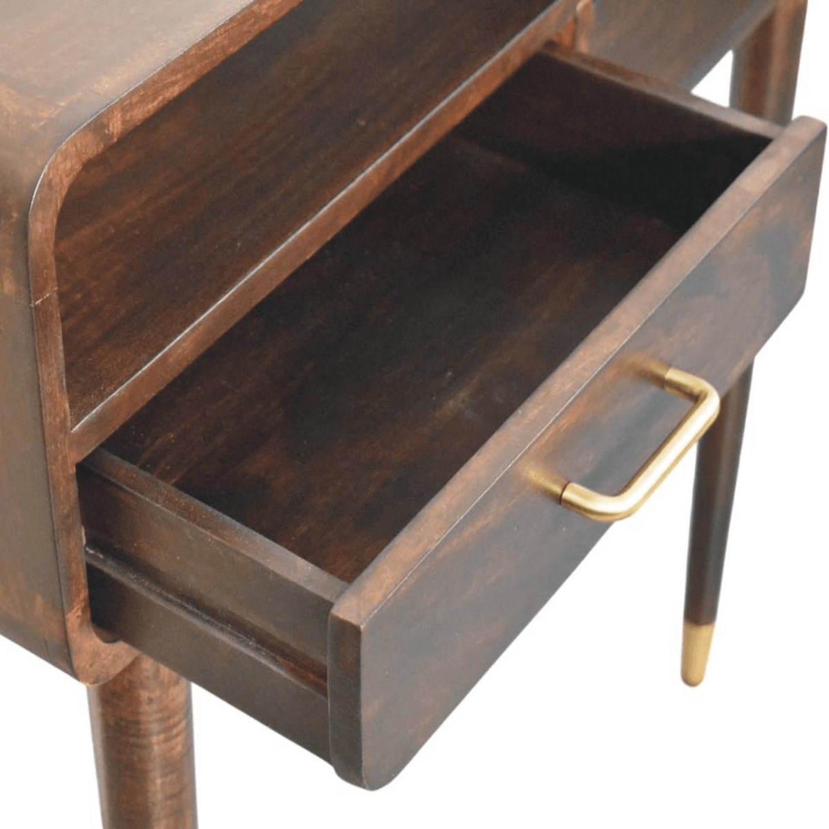 Artisan Furniture Solid Wood Apollo Loop Console Desk, 2 Drawers, 1 Open Slot, Dark Brown | Luxury Home Accessories | Heulog Glow