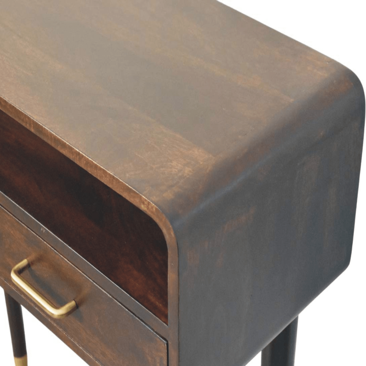 Artisan Furniture Solid Wood Apollo Loop Console Desk, 2 Drawers, 1 Open Slot, Dark Brown | Luxury Home Accessories | Heulog Glow