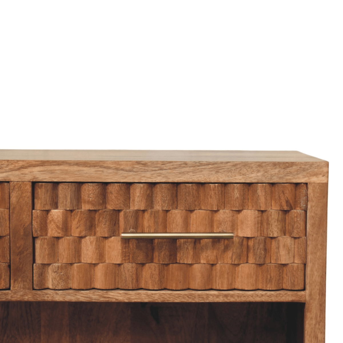 Artisan Furniture Solid Wood Arno Shoe Storage Unit in Golden Teak, 2 Drawers, 1 Shelf, Beige | Luxury Home Accessories | Heulog Glow