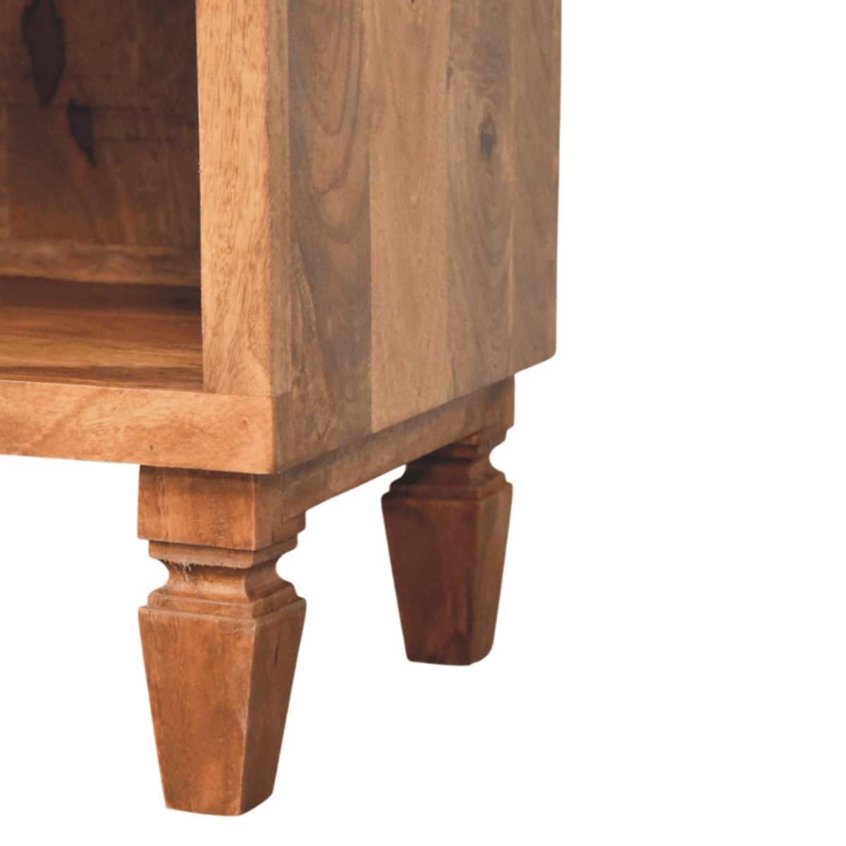 Artisan Furniture Solid Wood Arno Shoe Storage Unit in Golden Teak, 2 Drawers, 1 Shelf, Beige | Luxury Home Accessories | Heulog Glow
