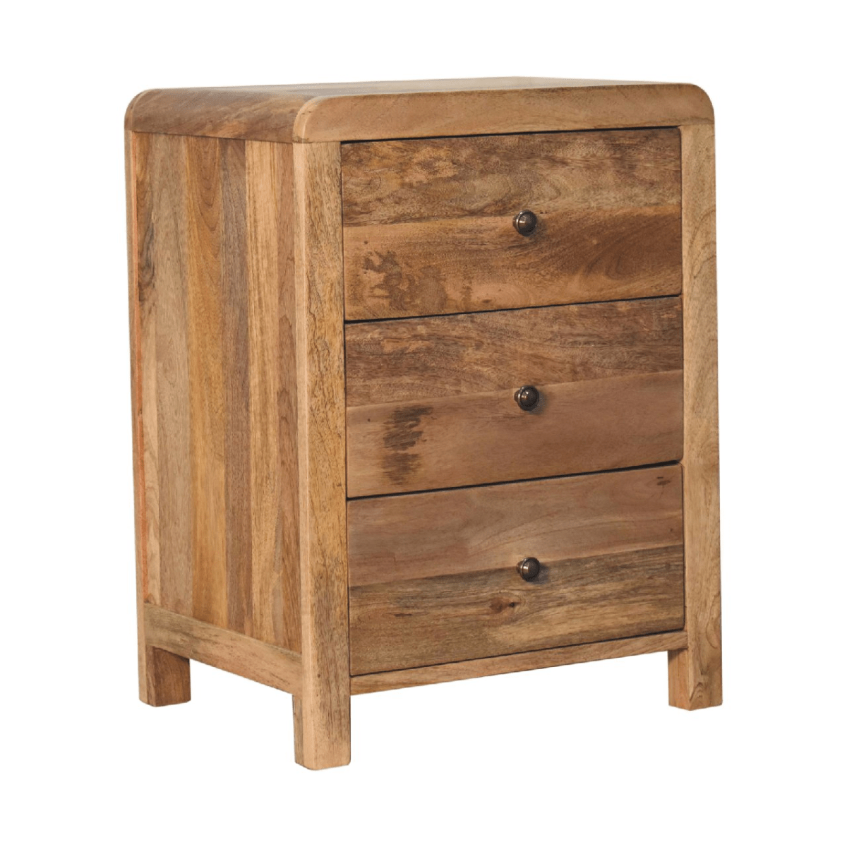 Artisan Furniture Solid Wood Aspen Oak-ish 3 Drawer Bedside | Luxury Home Accessories | Heulog Glow