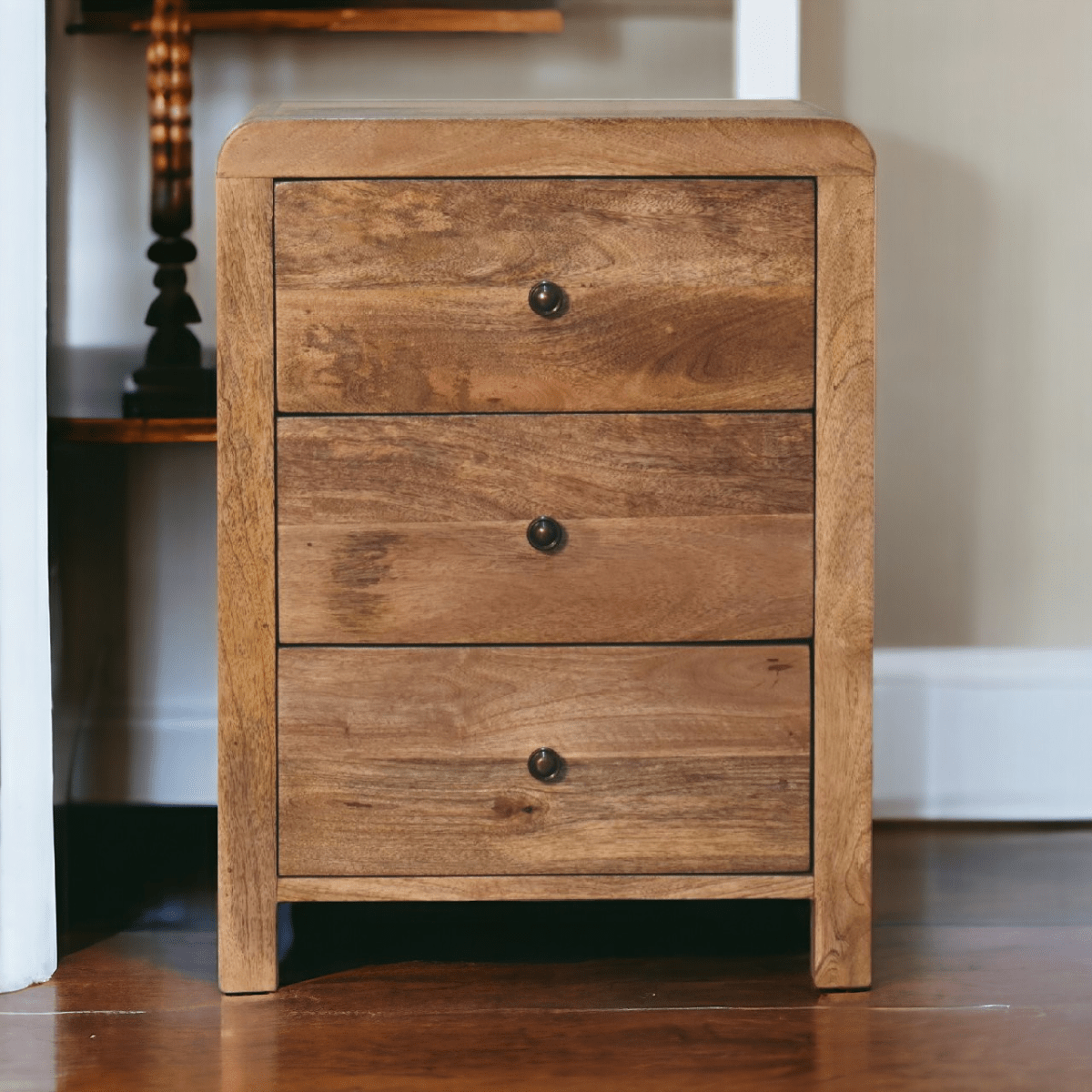 Artisan Furniture Solid Wood Aspen Oak-ish 3 Drawer Bedside | Luxury Home Accessories | Heulog Glow