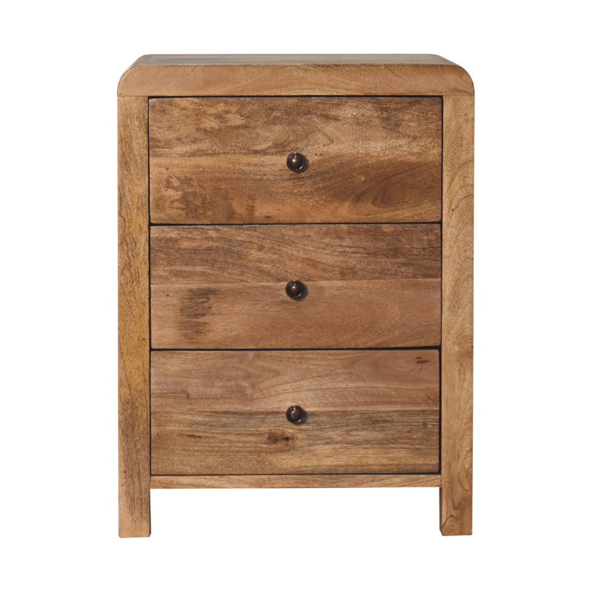 Artisan Furniture Solid Wood Aspen Oak-ish 3 Drawer Bedside | Luxury Home Accessories | Heulog Glow