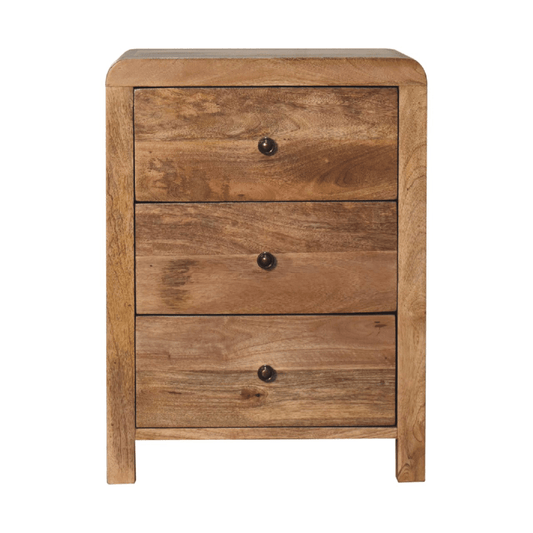 Artisan Furniture Solid Wood Aspen Oak-ish 3 Drawer Bedside | Luxury Home Accessories | Heulog Glow