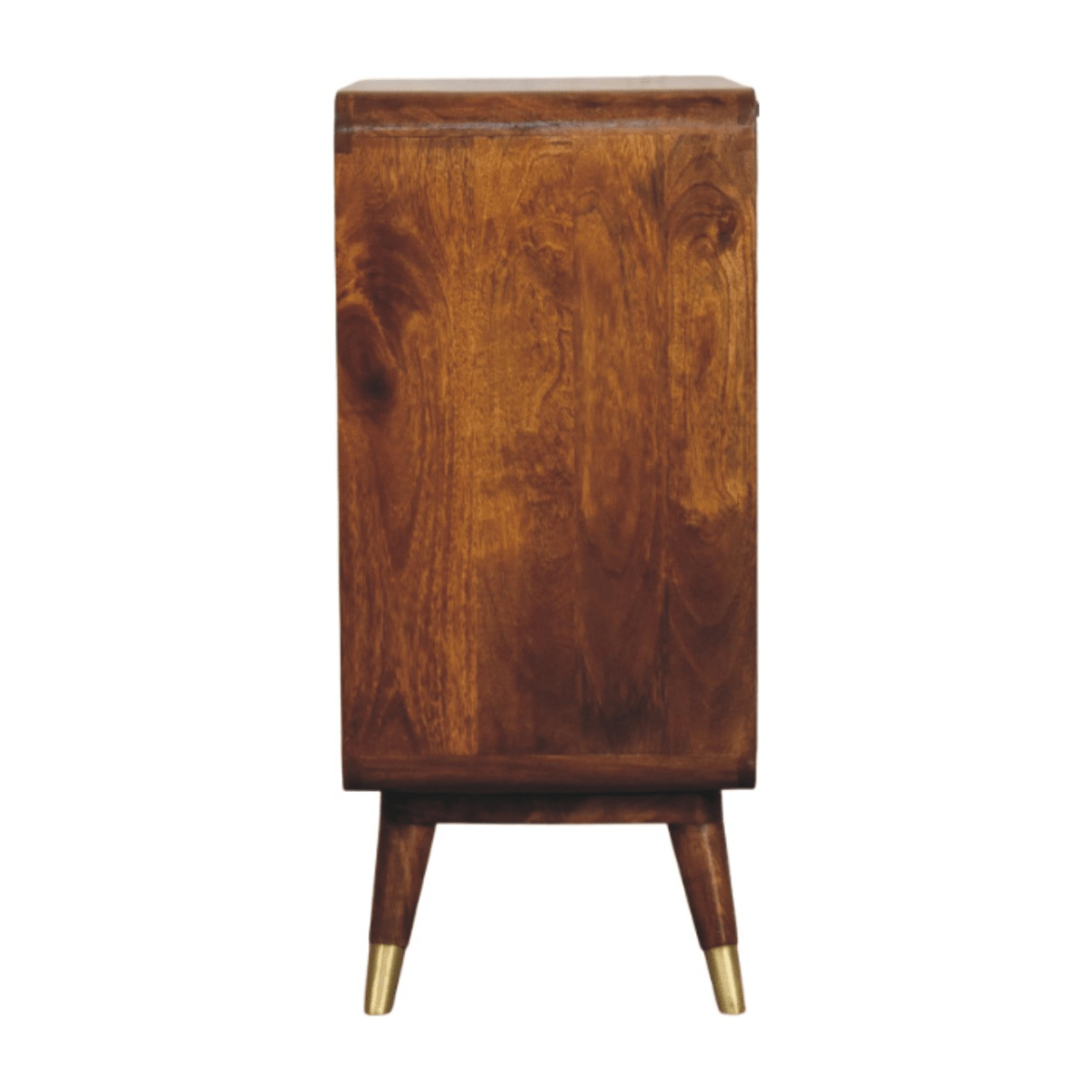 Artisan Furniture Solid Wood Avora Brass Embossed 2 Door Chestnut Cabinet, Dark Brown & Golden | Luxury Home Accessories | Heulog Glow